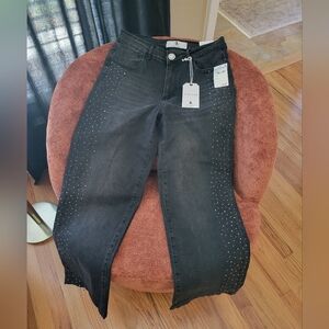 Black Rhinestone Women's Jeans